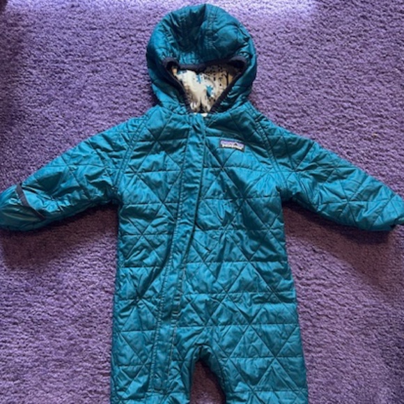 Patagonia Baby Reversible Puff-Ball Bunting 3-6 Months, woodland teal - Picture 7 of 7